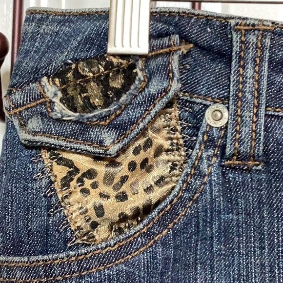 Cache Vintage Denim Skirt w/ Leopard/Lace/Crystal Embellishments - Picture 8 of 11